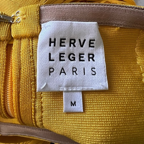 NWOT Herve Leger  Plunging Strappy Fringe Bandage Midi Dress In Marigold Size M - Picture 8 of 9